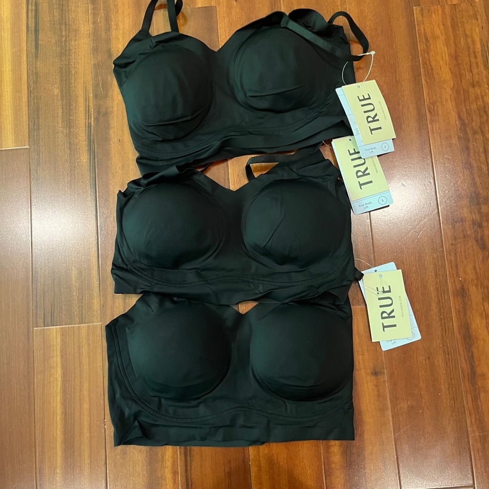 True & Co Body Lift Wireless Bra 3-Pack Black Full Cup Intimates New Size Small